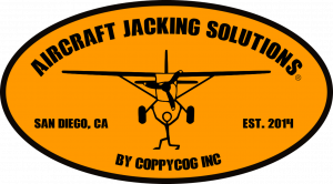 A yellow and black logo of aircraft jacking solutions